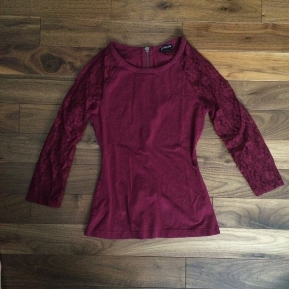 Express Wine Red Lace Shirt